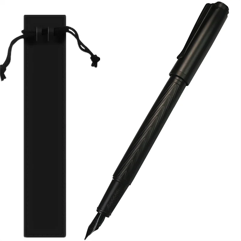 Imagem -06 - Samurai Preto Caneta Tinteiro Floresta Negra Nib Titânio Excelente Escritório Material Escolar Escrever Canetas de Tinta Suave de Alta Qualidade