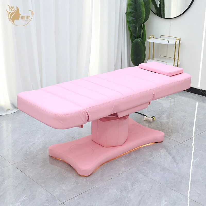 Electric Curved Lash Bed With Metal Frame And Synthetic Leather Upholstery For Beauty Salon Eyelash Extension And Massage Use