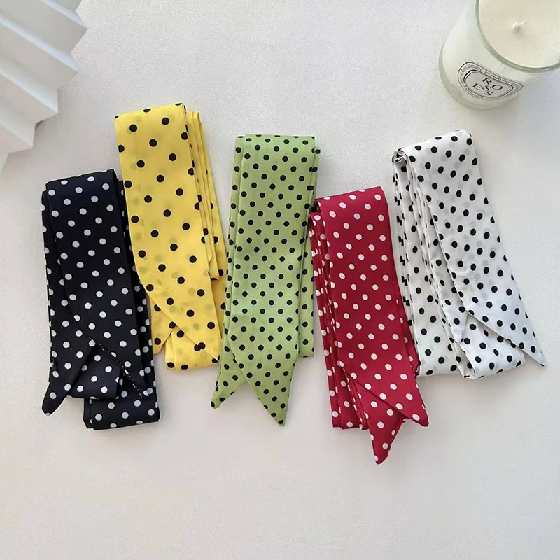 Bufanda estrecha de seda satinada para mujer, pañuelo estampado, bufandas para el cuello, bufanda fina de seda larga, banda para el pelo para el cuello, bolsa, diademas con cinta