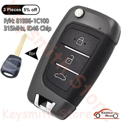 KEYECU 315MHz ID46 Chip for Hyundai Accent Verna 2003-2006 Getz Click 2003-2011 Auto Upgraded Flip Remote Key Fob 81996-1C100