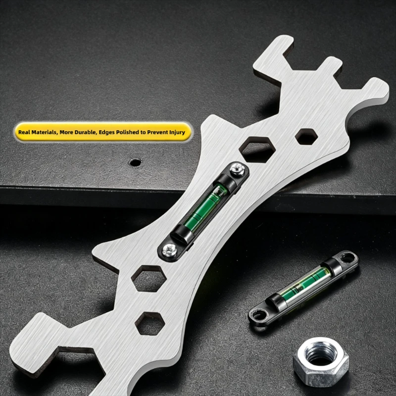 Bathroom Level Special Wrench Stainless Steel Universal Multifunctional Bathroom Wrench with Level Faucet Plumbing Install Tool