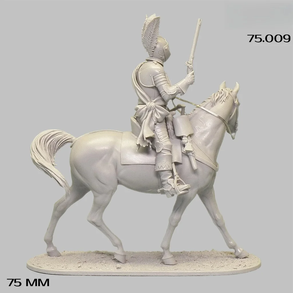 مجموعة نماذج غير مطلية من الراتنج 75 مم، موضوع عسكري، 1630 AD لوحة صدر الفرسان غير مجمعة وغير مطلية GK، 1345R