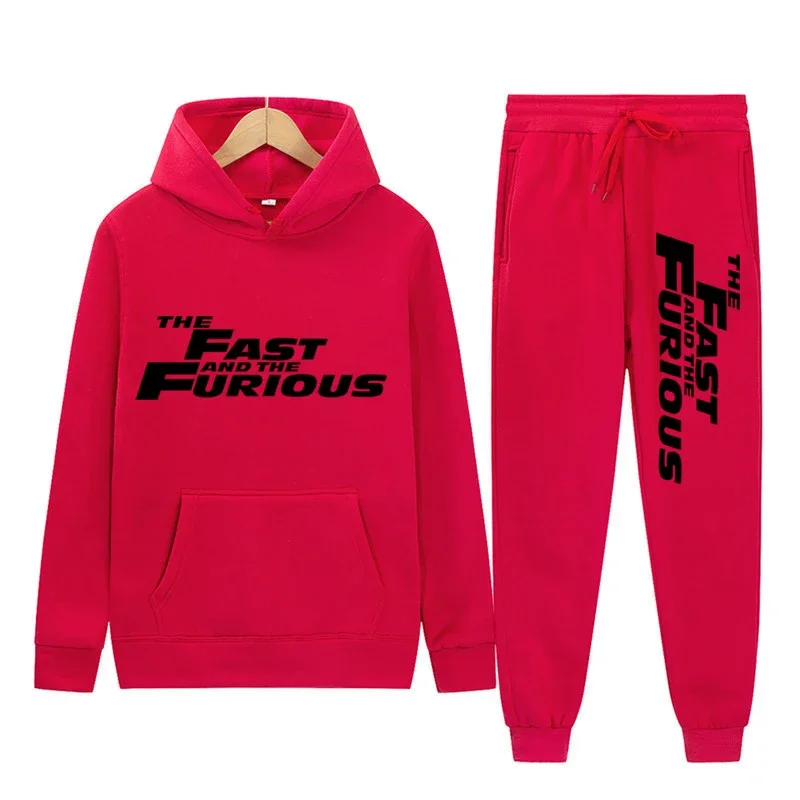 The Fast And The Furious Hoodies + Pants 2 Pieces Sets Men Fashion Sweatshirts Women Casual Hooded Pullovers Sportwear Suit