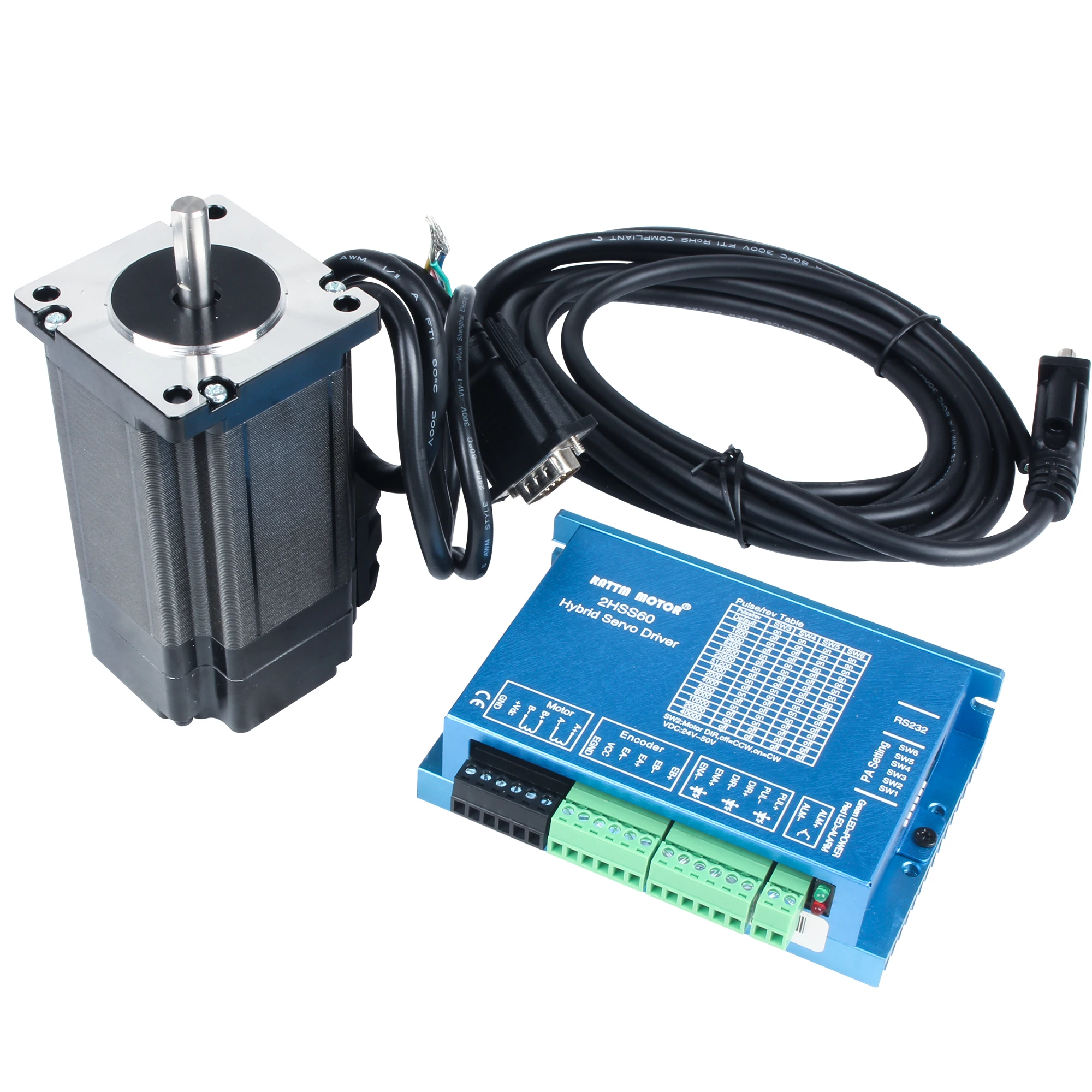 3N·m NEMA24 Closed‑Loop Hybrid Servo Stepper Motor Kit With 2‑meter Encoder Cable, 2HSS60 Driver for CNC Router