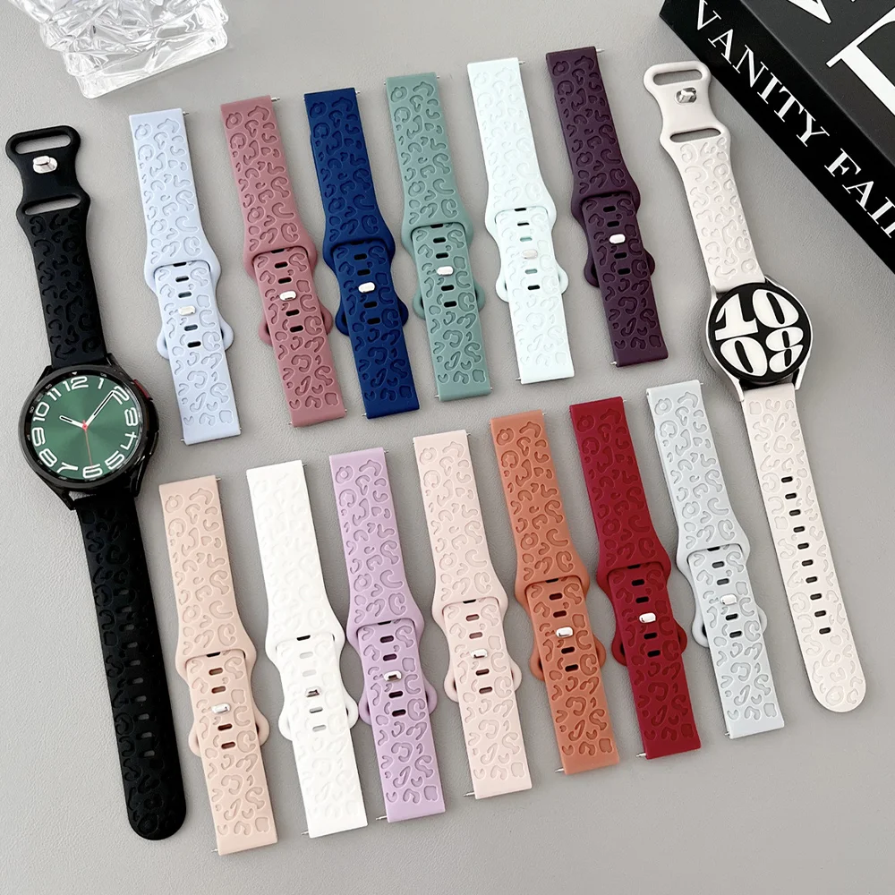 20 مللي متر الرياضة الفرقة لساعة سامسونج جالاكسي 6/5/5 برو/4/6 الكلاسيكية سيليكون كوريا محفورة ليوبارد سوار هواوي GT 4-3-2 حزام