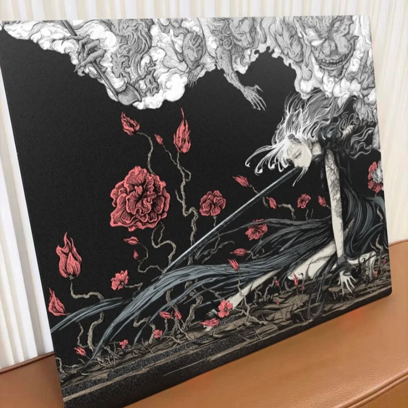 Atom 5.0 Dark Gothic Angel And Devil Mouse Pad Micro Etched Tempered Esports Glass Mouse Pad  Fps Anime Theme Glass Mouse Pad