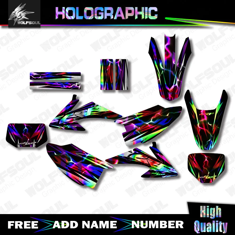 Motocross Holographic Decal Graphics Stickers kit For Honda CRF150 CRF230 CRF150F CRF230F 2008 2009 2010 2011 2012 2013 2014
