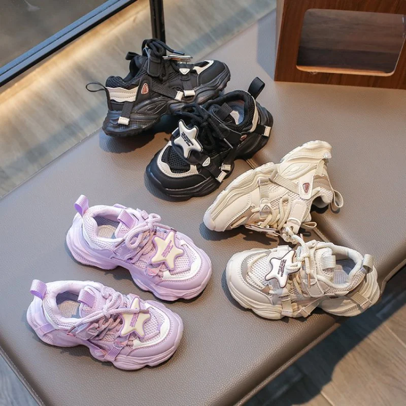 Zapatillas deportivas transpirables para niños y niñas, zapatos informales para correr, con fondo suave, a la moda, novedad de primavera, 2024