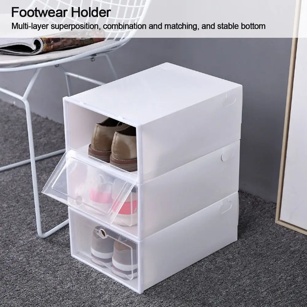 Foldable Clear Shoes Storage Box Dustproof Shoe Organizer Shoe Cabinet Footwear Holder Protection Rack Thickened Drawer Case