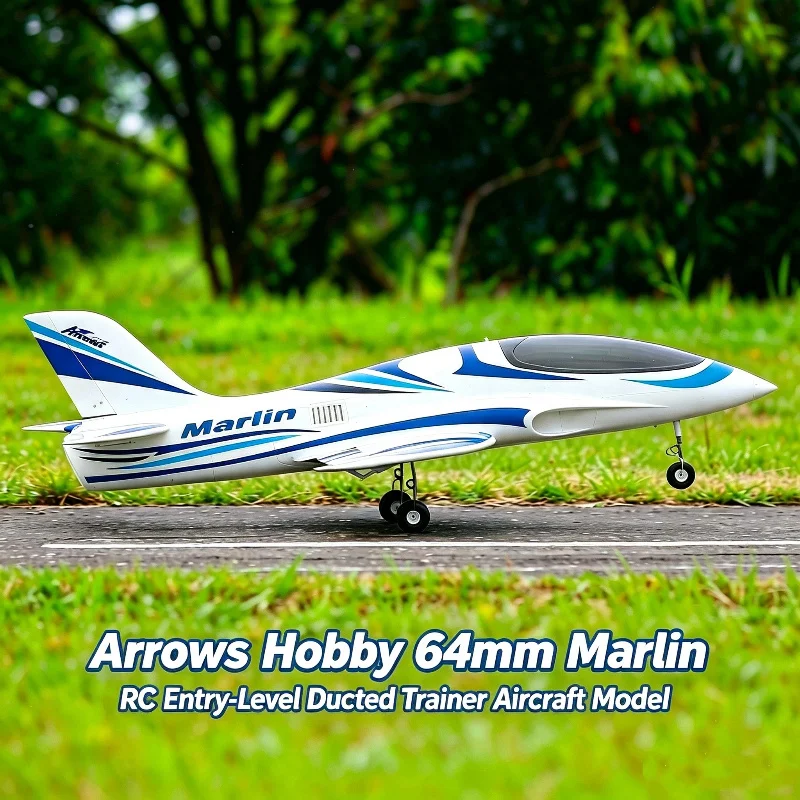 Hot Arrows Hobby 64mm Marlin 6CH Remote Control Entry-Level Ducted‑Fan Aircraft Training Model RC Fall-Resistant Fixed-Wing Toy