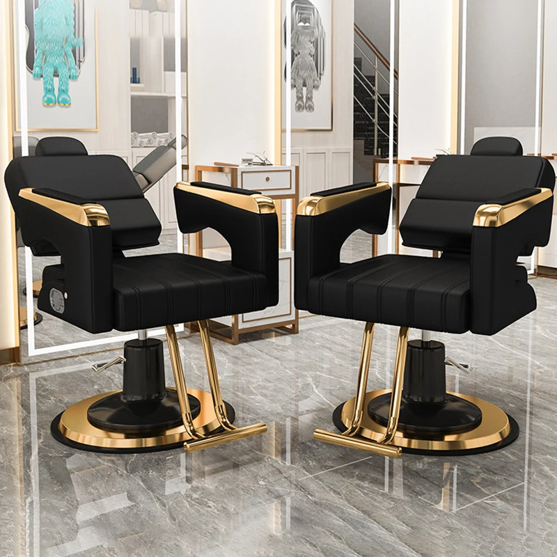 

# Luxury Barber Chair Salon Furniture Men Metal Base Hydraulic Lift Reclining Function 360 Swivel Ergonomic Height Adjustable