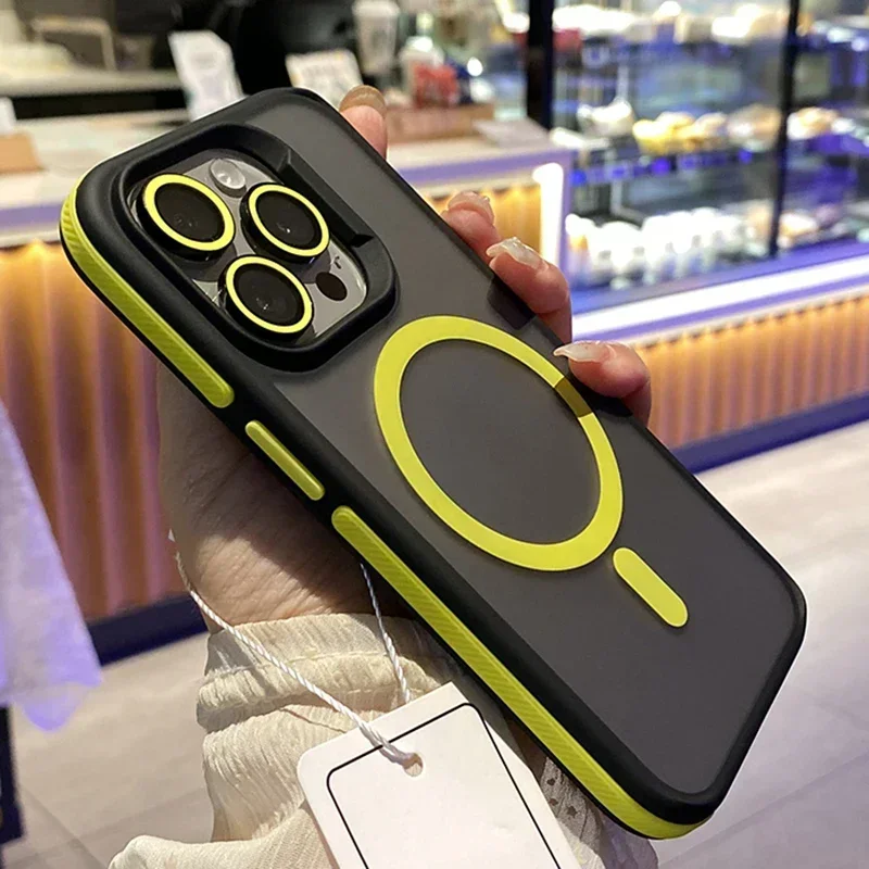 حافظة هاتف مغناطيسية شفافة ملونة فاخرة لهاتف آيفون 17 16 15 14 Plus 13 Pro Max غطاء خلية بلوري مضاد للصدمات ومضاد للانزلاق #2