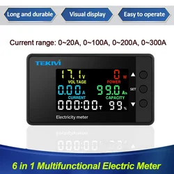 Multifunctionele digitale display DC-spanningsstroommeter 6-in-1 bidirectionele detectie DC 7,5-100V AC 20-300A elektrische meter