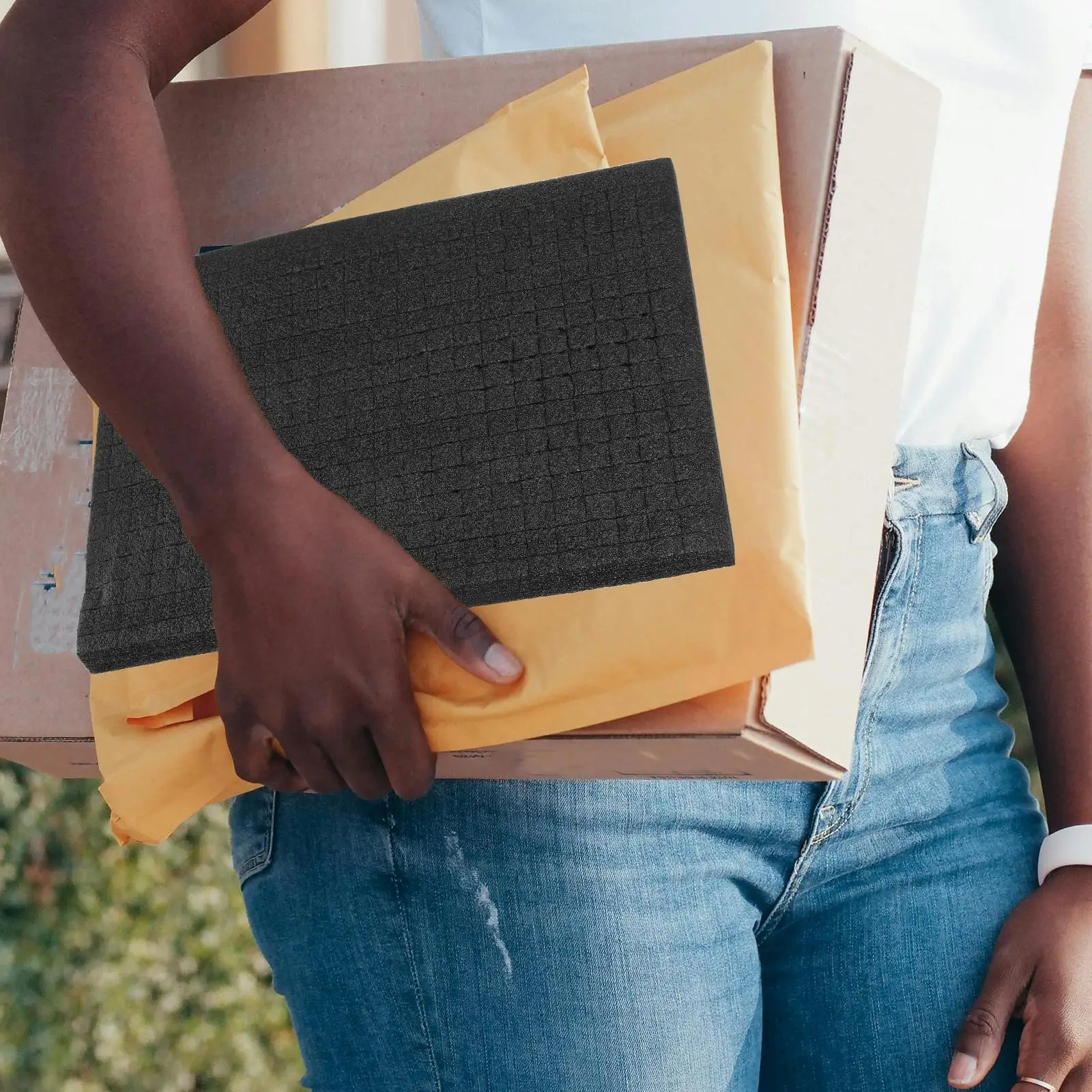 Caja de herramientas de rejilla de algodón perlado negro, revestimientos de bandeja ganizer de espuma, almohadillas de protección, tablero de espuma de embalaje, forro de esponja para