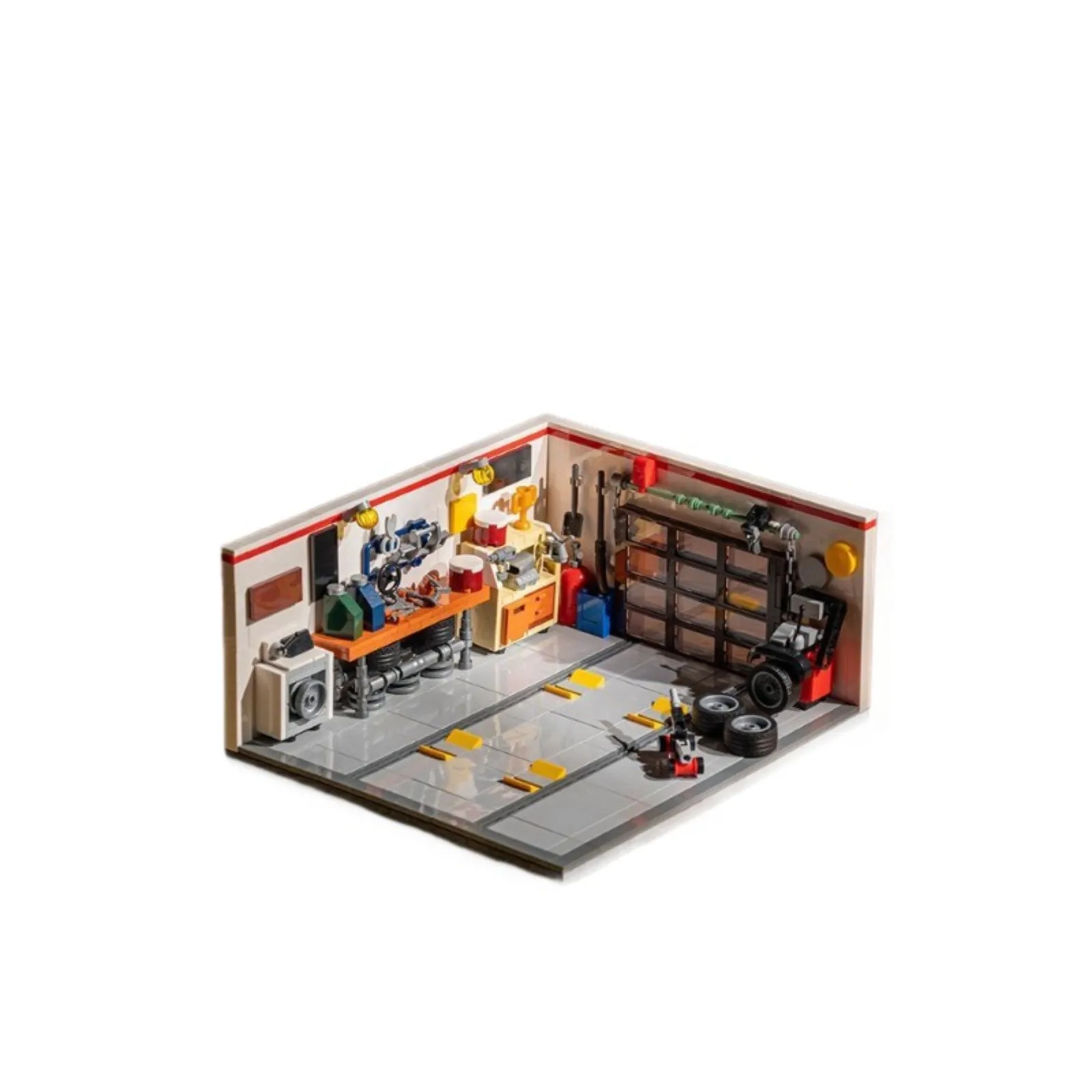 MOC American Style 8-Grid Car Repair Shop Creative Street View Building Block Set #2