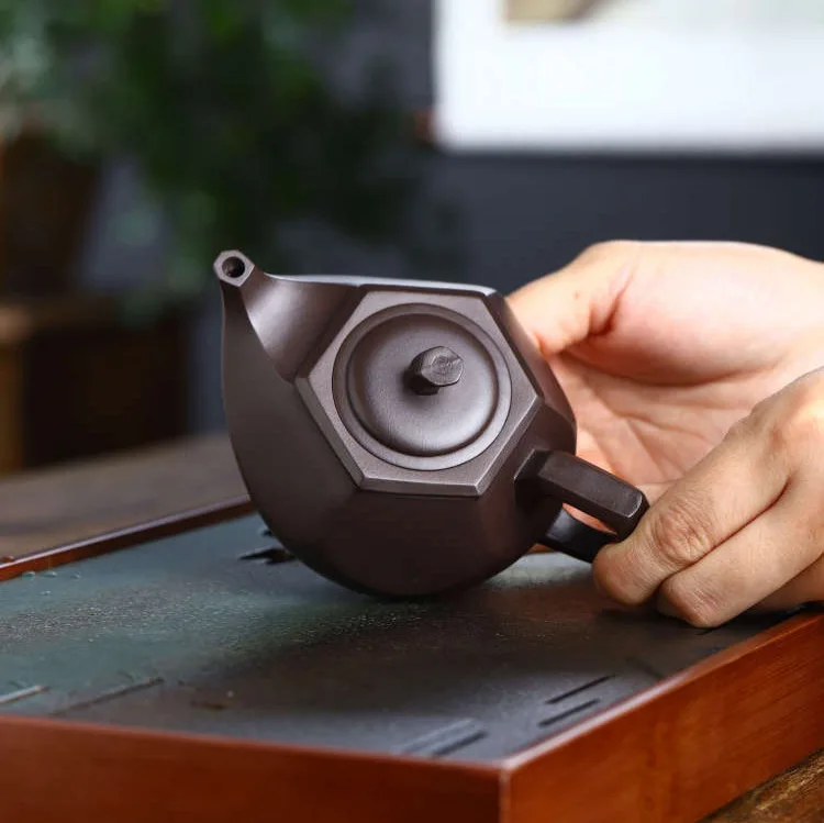 Yixing Clay Set Ceremony Utensils Tea Pot Collectible Item Handcrafted By Famous Artisans Made From Original Ore Old Purple