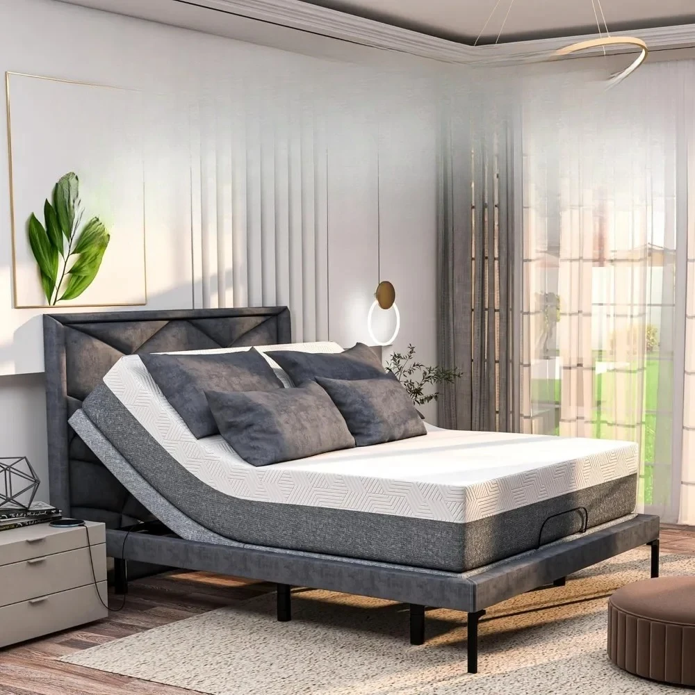 

#For Adjustable Bed Frame Full Size with Wireless Remote, Dual Massage, Under Bed Night Light, 5-Position Head and Foot Incline&