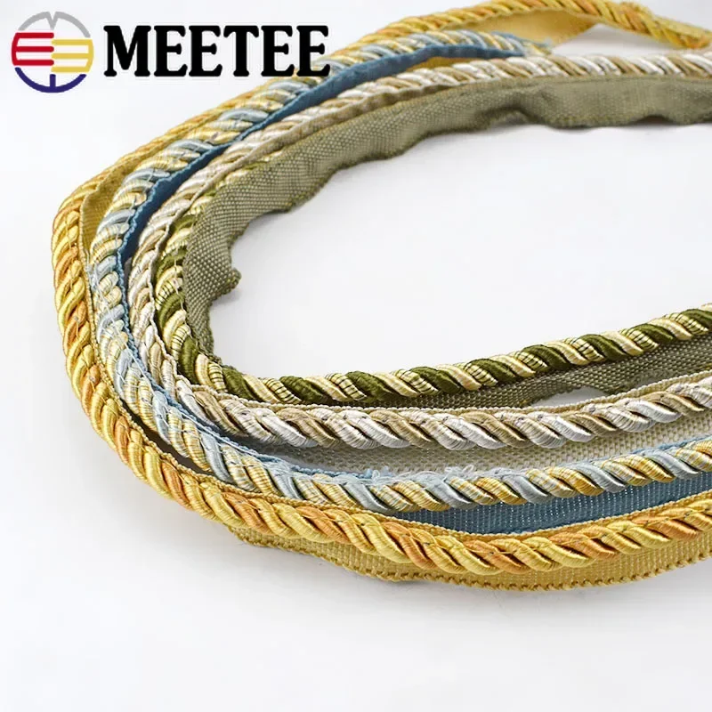 

Meetee 6meters 6mm High-grade Two-color Strap Webbing DIY Curtain Pillow Sofa Home Sewing Material Handmade Decorative Lace Rope