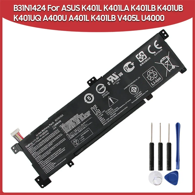 

Replacement Battery B31N1424 4100mAh For ASUS K401LA K401LB K401UB K401L K401UQ U4000 A400U A401L V405L 48Wh