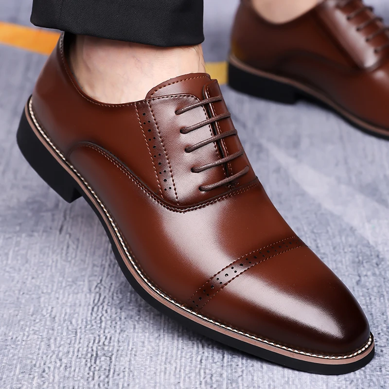 

Men's Slip-on Formal Business Derby Leather Shoes, breathable & comfortable, soft non-slip sole, great for banquets-XH9223