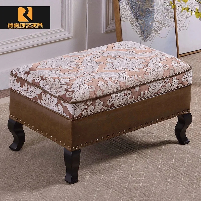 European sofa stool, living room solid wood footstool, footstool, ottoman, bedside stool, foyer, try changing shoes stool, house