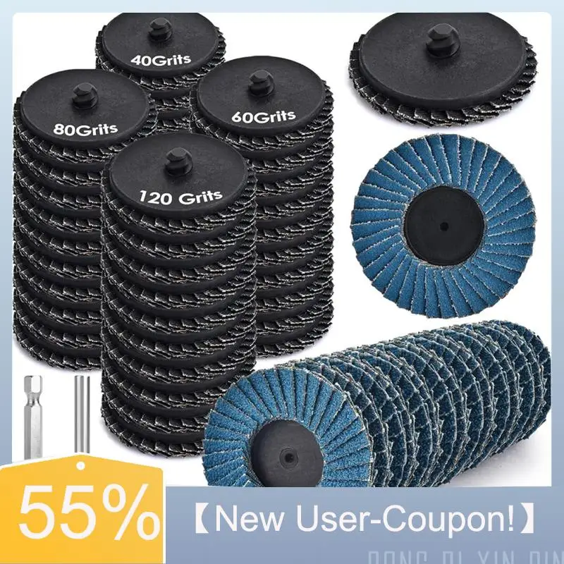 Happy New- 72 PCS Die Grinder Sanding Disc With 1/4 Inch Holder 40 60 80 120 Grit Assorted Grinding Wheels