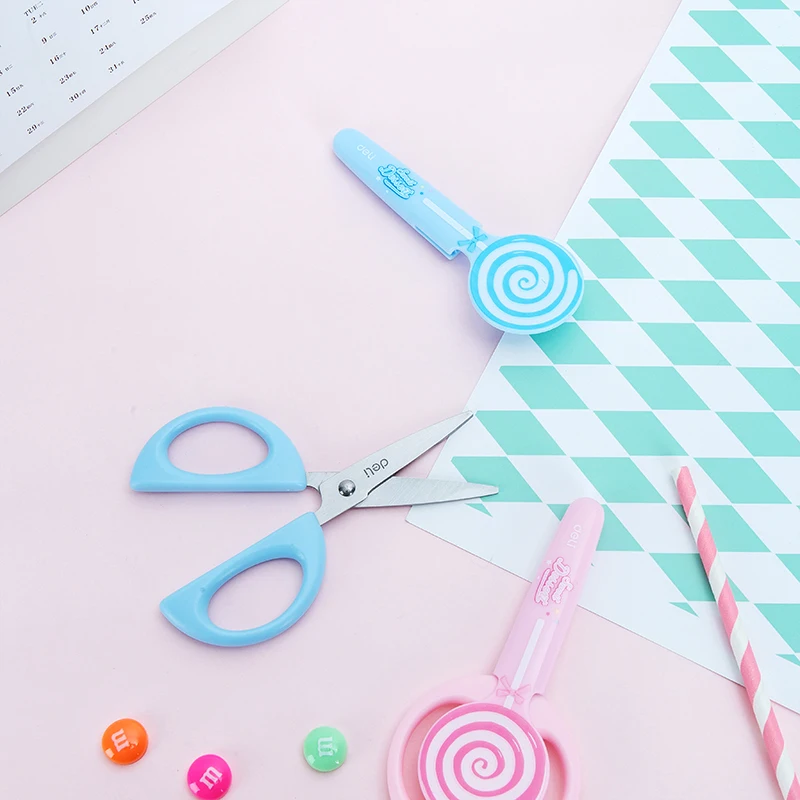 Deli Craft Scissors Cute Candy Shape Utility Knife for Children's DIY lacess Handmade Scrapbook Photo Paper Scissors