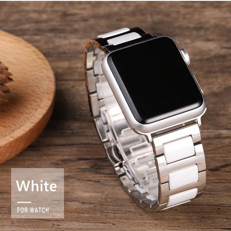 Ceramic Strap for apple watch band 44mm 40mm 42/38mm 49mm Butterfly buckle link bracelet iwatch serie 3 Se 6 ultra 7 8 45mm 41mm