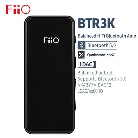 Fiio BTR3K AK4377A 밸런스드 BT5.0 앰프 USB DAC 지원, LDAC/aptX HD 무손실 HiFi 코덱, 핸즈프리 통화, 2.5mm, 3.5mm