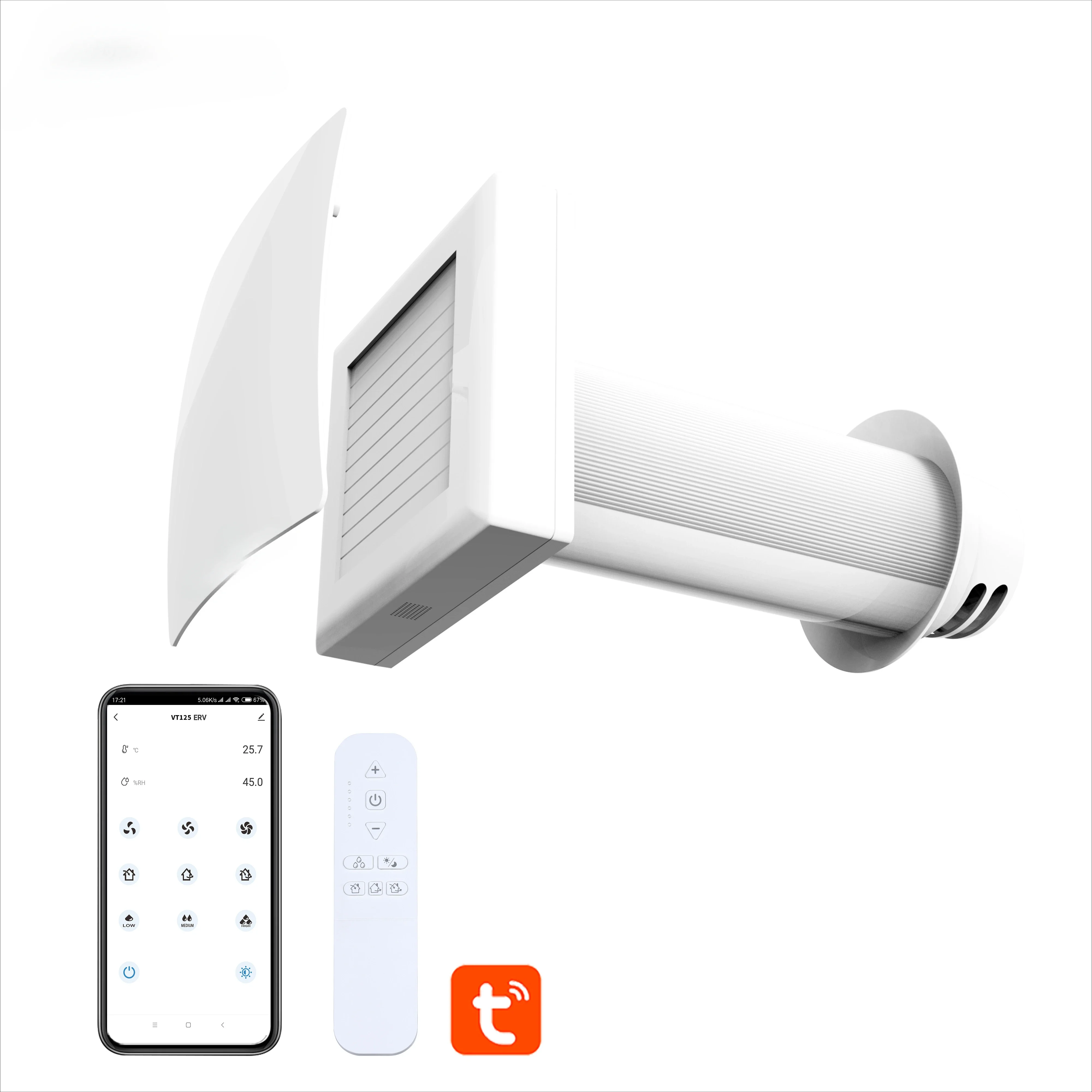 Low Energy Consumption Local Air Recuperator Wall mounted Decentralized HRV ERV Ventilator