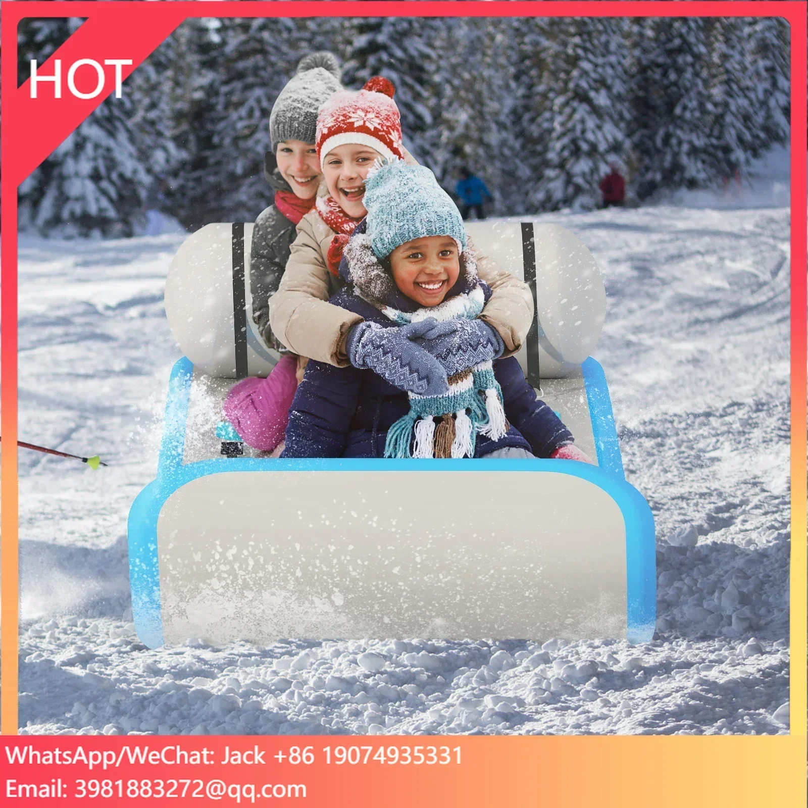 Winter Sport Hard Bottom Kid Snow Tube Inflatable Toboggan Slide Snow Mobile Sled For Children/Adult Snow Toy