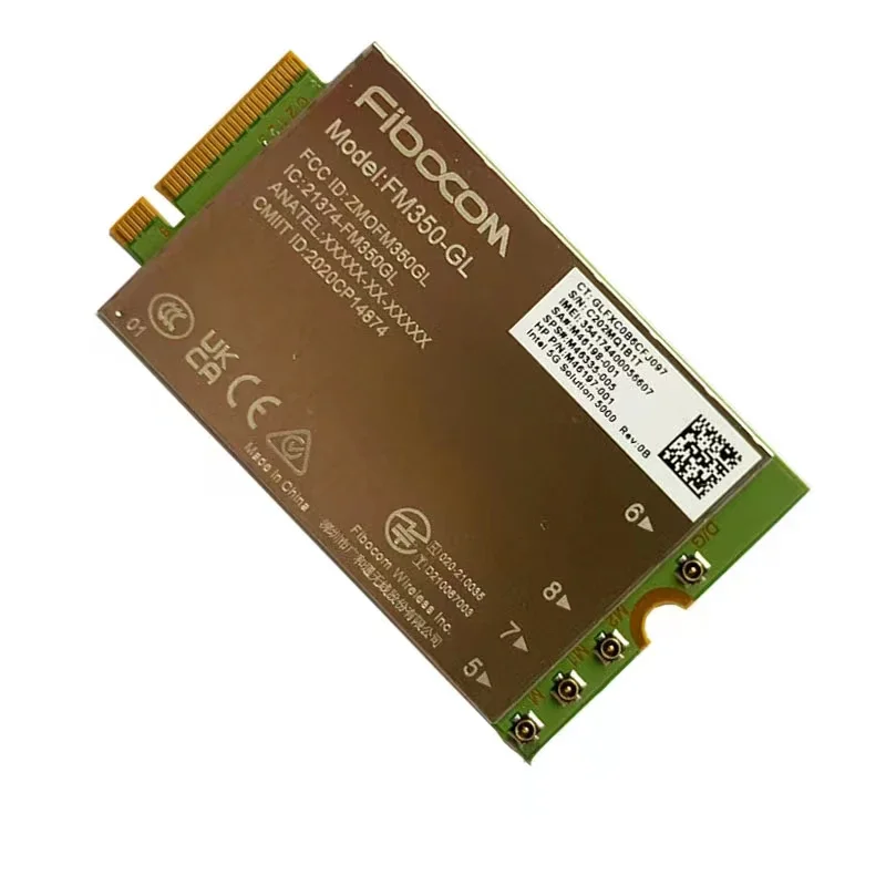 Módulo Fibocom FM350-GL 5G M.2 para HP X360 830 840 850 G7 Laptop 5G LTE WCDMA 4x4 MIMO GNSS módulo