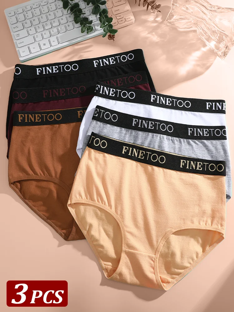 

Finetoo, 3 шт., женские хлопковые трусы больших размеров, женские бесшовные трусики, дышащее нижнее белье, женское мягкое нижнее белье с низкой талией, S-XXL