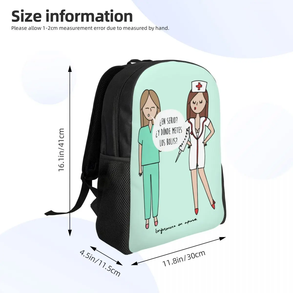 Cartoon Ladies Nurse Doctor Printed Backpack for Men Women College School Students Bookbag Fits 15 Inch Laptop Bags