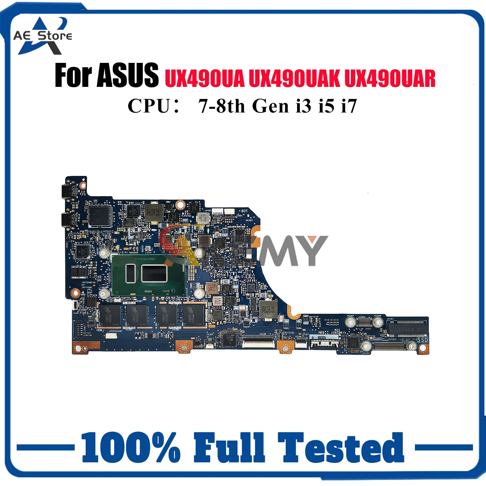 

UX490UA Laptop Motherboard For ASUS ZenBook UX490UAR UX490U UX490UA UX490UAK Notebook Mainboard With i3 i5 i7 CPU 100% tests OK