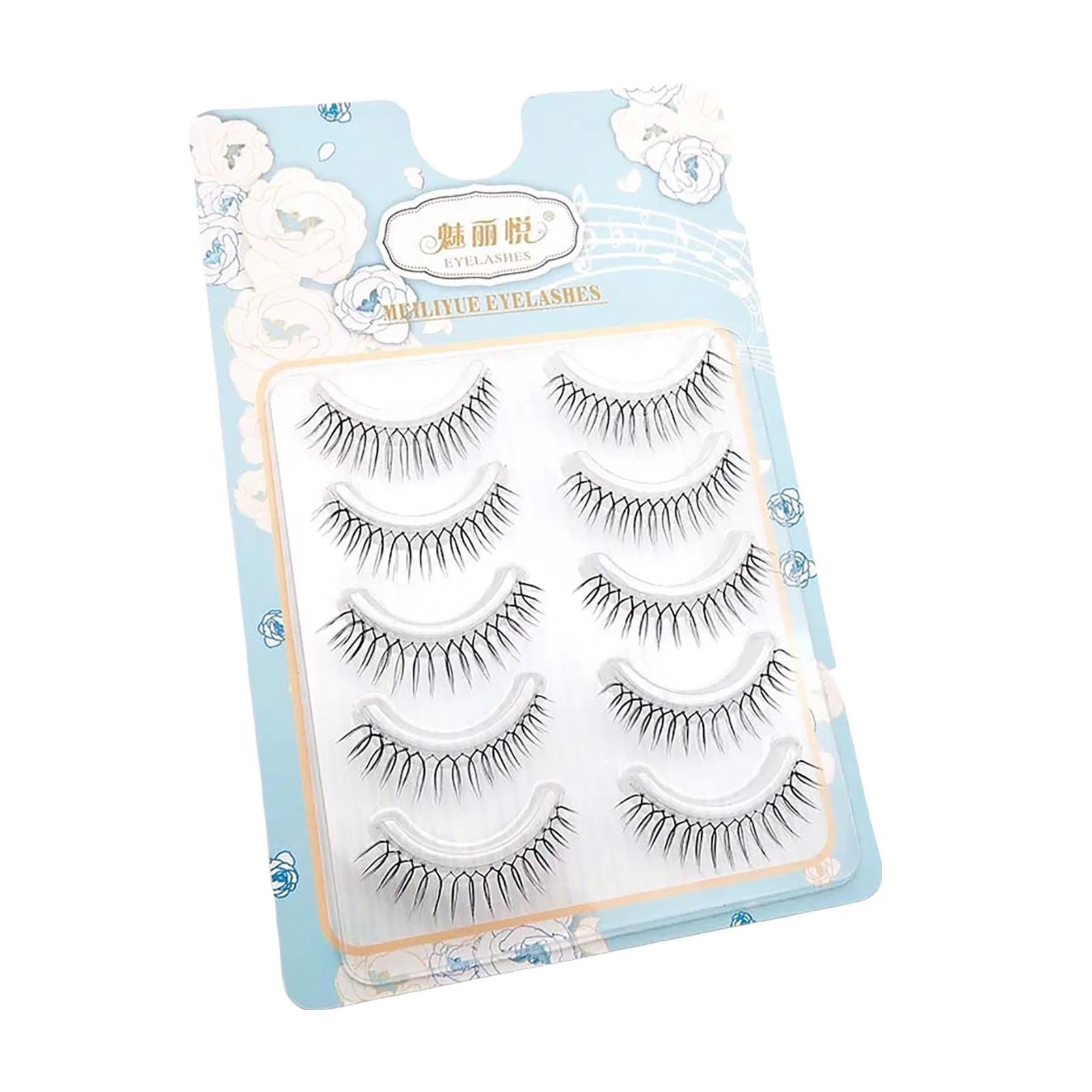 Tira de pestañas postizas en forma de U, extensión de pestañas wispy para mujeres y niñas, suministros cosméticos, 9-11,5 cm, 5 pares