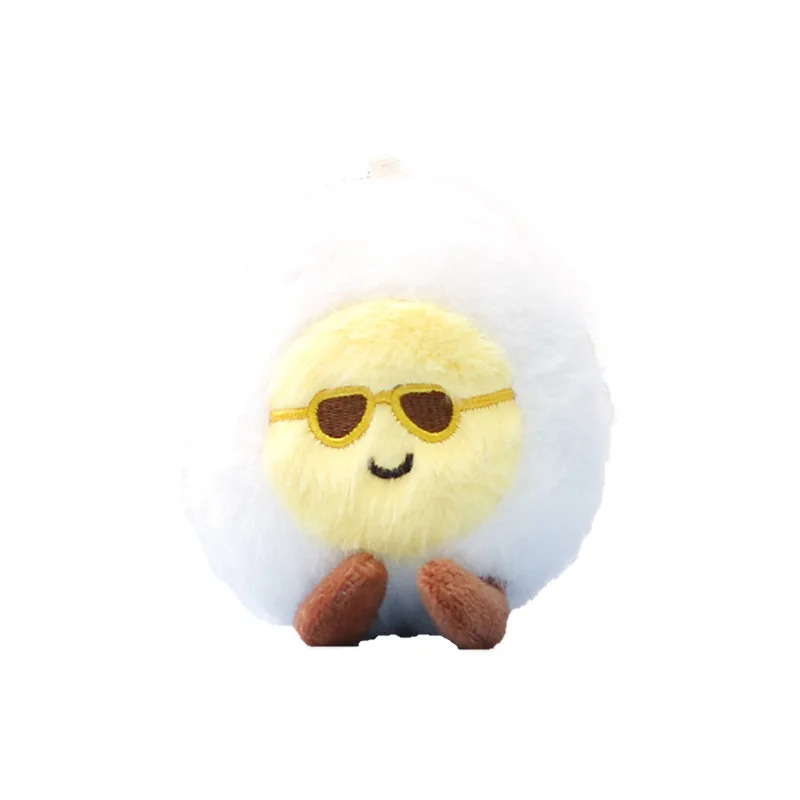 2026 Creative Plush Boiled Egg Cute Claw Machine Doll Bag Charm Keychain Small Accessory Adorable Creativity Gift