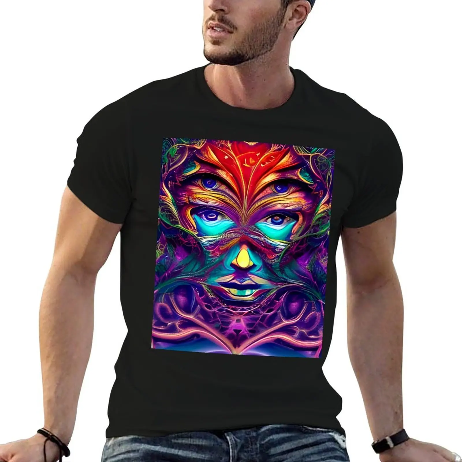 Dosed in the Machine (1) - Trippy Psychedelic Sci Fi T-Shirt Aesthetic clothing customs mens workout shirts