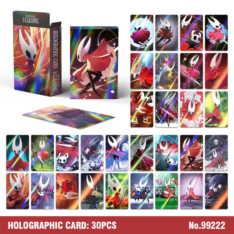 New 30 Laser Cards Hollow Knight Flash Card Action Adventure Game Photo Card Double sided LOMO Card Christmas Card