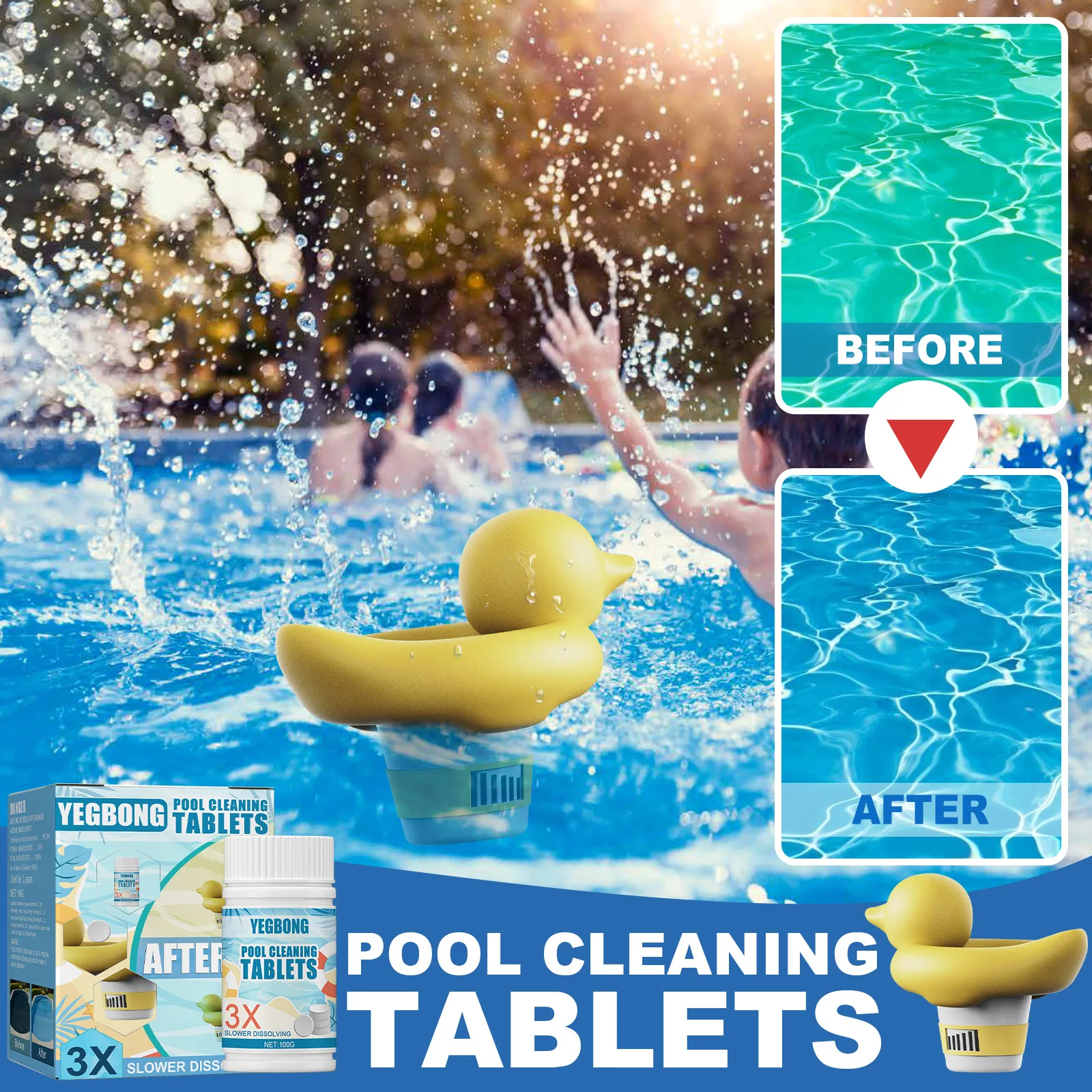 Swimming Pool Cleaning Effervescent Tablets Outdoor Water Quality Cleaning Effervescent Tablets fit Hot Spring Bathroom Cleaning