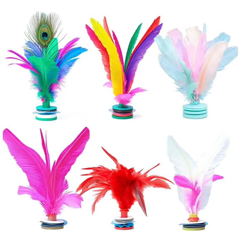 1Pc Colorful Feather Shuttlecock, Chinese Kick Shuttlecock for Indoor Outdoor Fitness Sports Activities