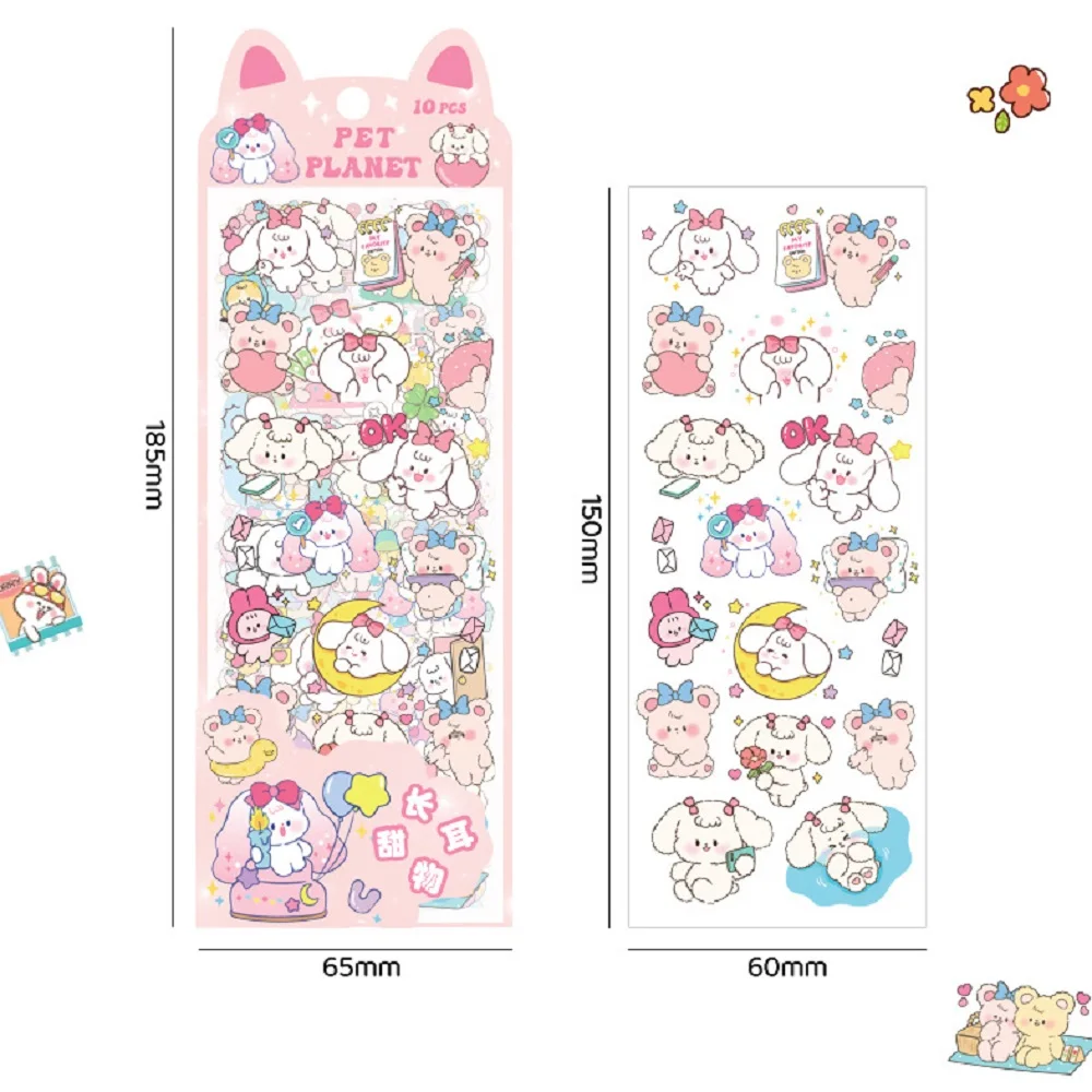 10pcs/Set Cartoon Kawaii Scrapbooking Decals Gift Students Stationery PET Diary Stickers Notebook Bicycle DIY Decor Decals Girls image 6