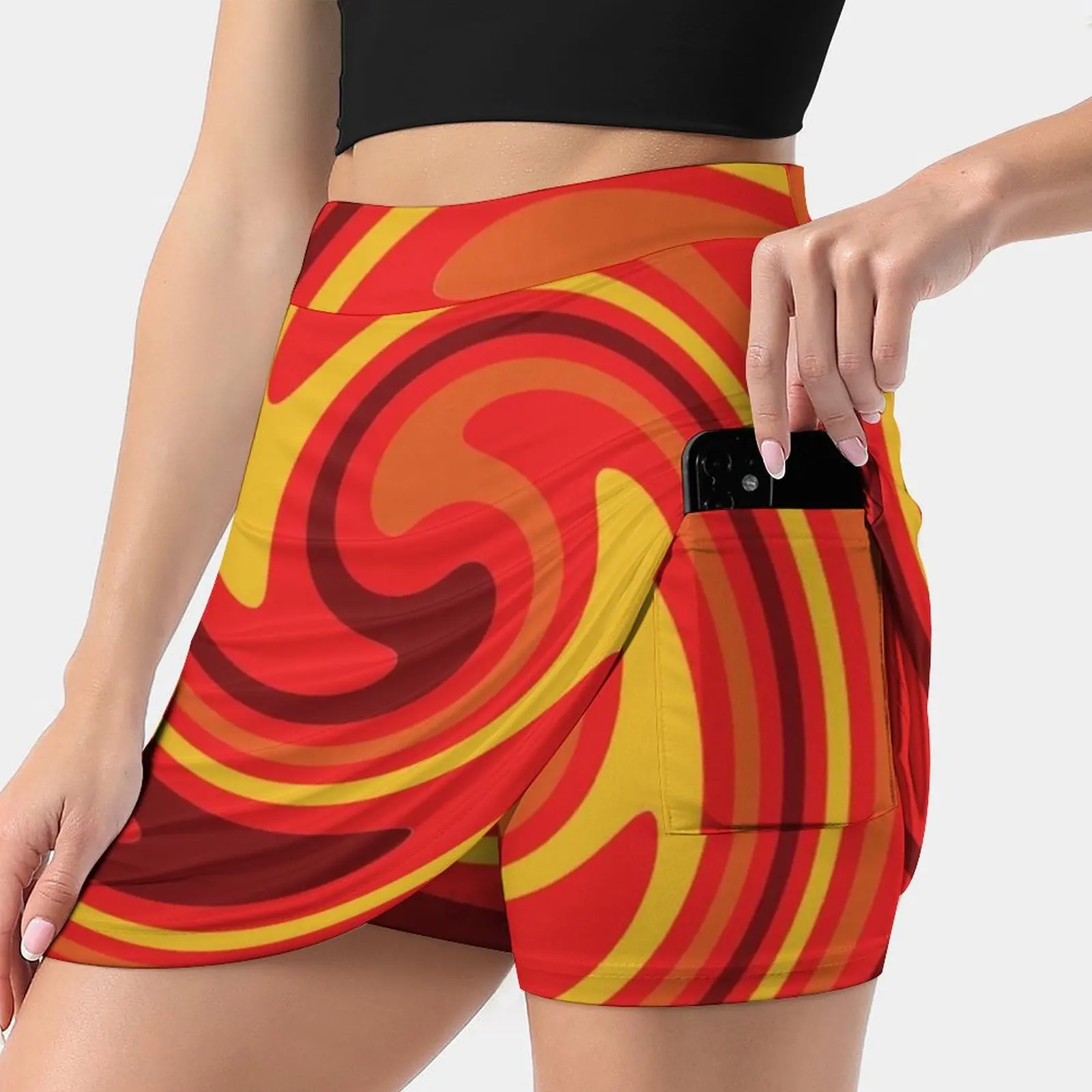 Psychedelic Pattern 70S Style Women's skirt With Hide Pocket Tennis Skirt Golf Skirts Badminton Skirts Running skirts 70S