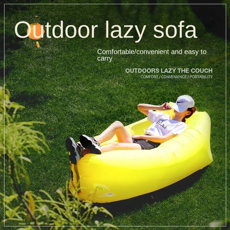 Outdoor Lazy Inflatable Beach Bed Air Sofa Lunch Sleeping Bag Music Festival Air Mattress Portable Single Camping