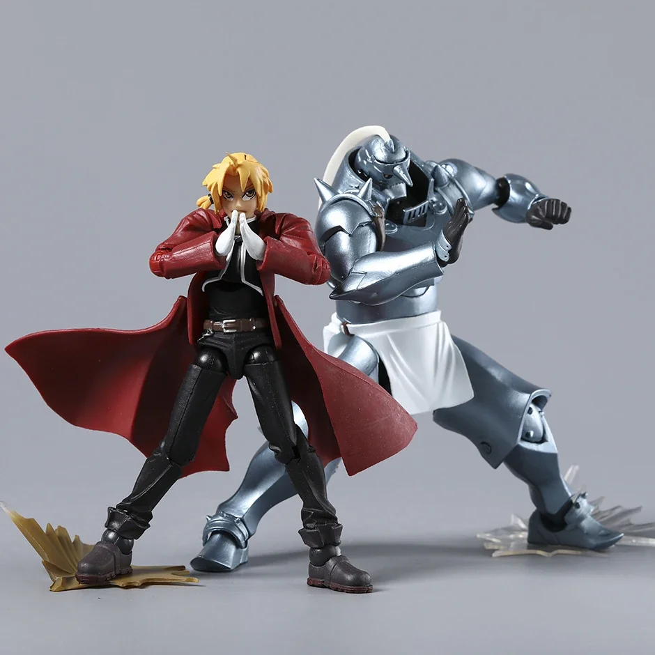 Revoltech Fullmetal Alchemist Edward Elric Alphonse Action Figure Movable Joints Desktop Decoration Collection PVC Model Toy