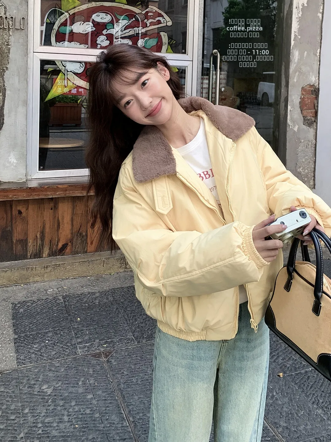 

New 2025 Women's down Cotton Jaet ort Lamb Fur Trimmed Warm Loose Vintage Versatile Cotton Coat Outerwear for Winter