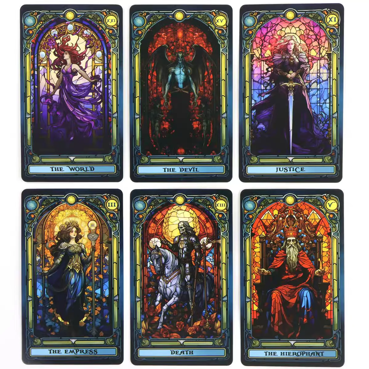 Stained Glass Tarot Deck 78 Cards Stained Glass Art Tarot Cards English Version Vintage Church Window Divination Cards - view 4
