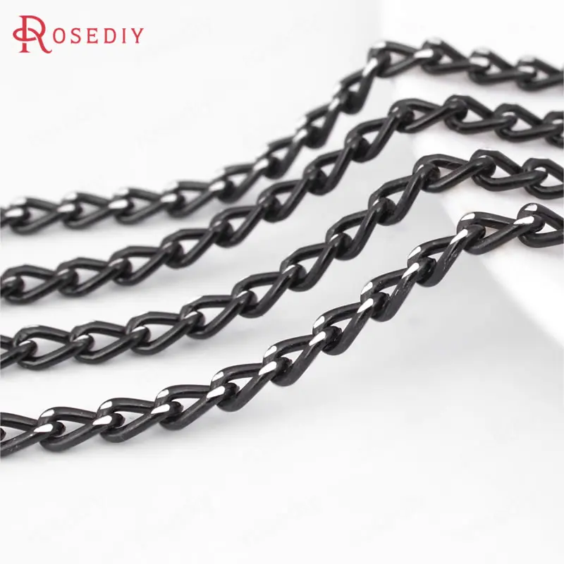 

5 Meters Width 3MM 3.5MM 4.3MM Electrophoresis Black Aluminum Extended Chain Jewelry Diy Accessories