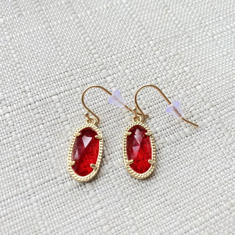 YEEVAA Geometric Ruby Red Clear Glass Gemstone Natural Crystal Healing Stone Drop Dangle Earrings for Women Girls