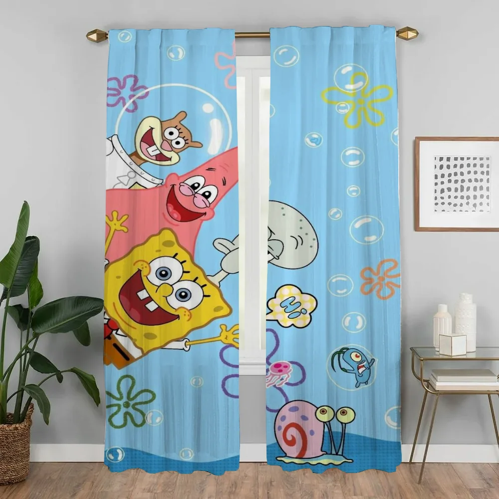 Blackout Curtain for Room 2 Panel S-SpongeBobS Elegant Room Curtains Tulle for Bedroom Halloween Decoration Partition Shades